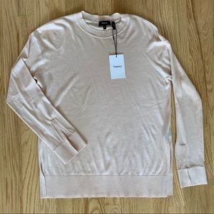 New! Theory Silk Blend Sweater, Pale Pink, Small